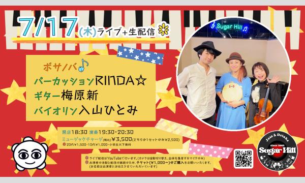 7/17(木)パーカッションRINDA☆ バイオリン入山ひとみ ギター梅原新 イベント画像1
