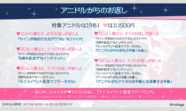 【8周年記念応援企画】アニドルにライブの差し入れを贈ろう！ イベント画像2
