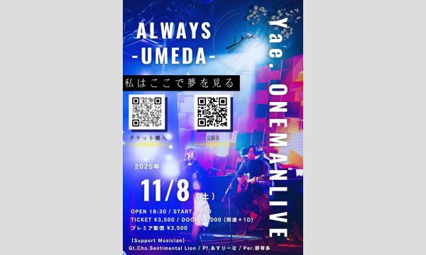生配信ライブ  Yae.ONEMAN LIVE 【私はここで夢をみる】   11/8 梅田ALWAYS イベント画像1